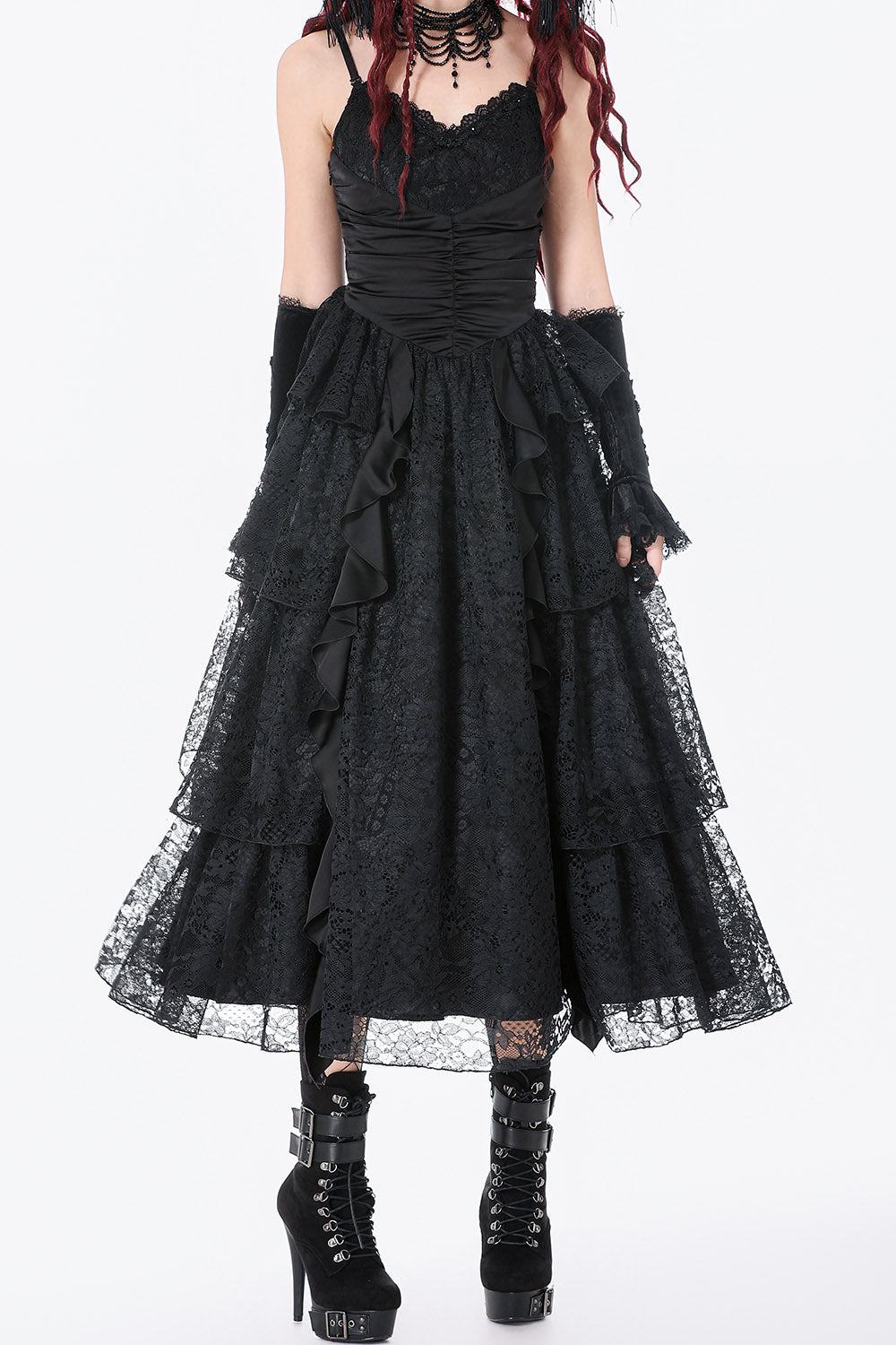 long layered lace dress