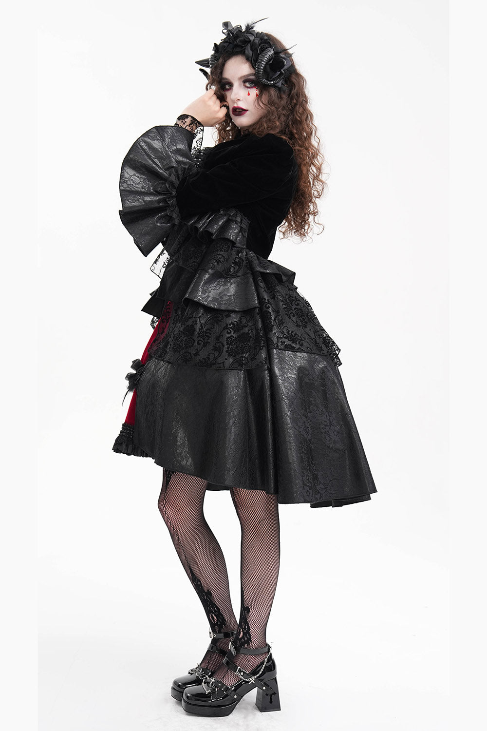 womens flared sleeve gothic coat