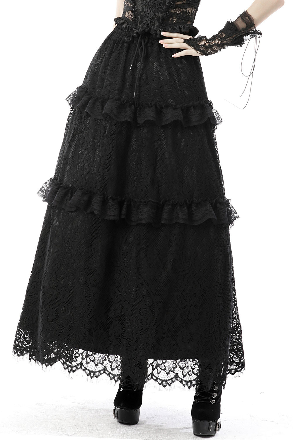 gothic long lace skirt

