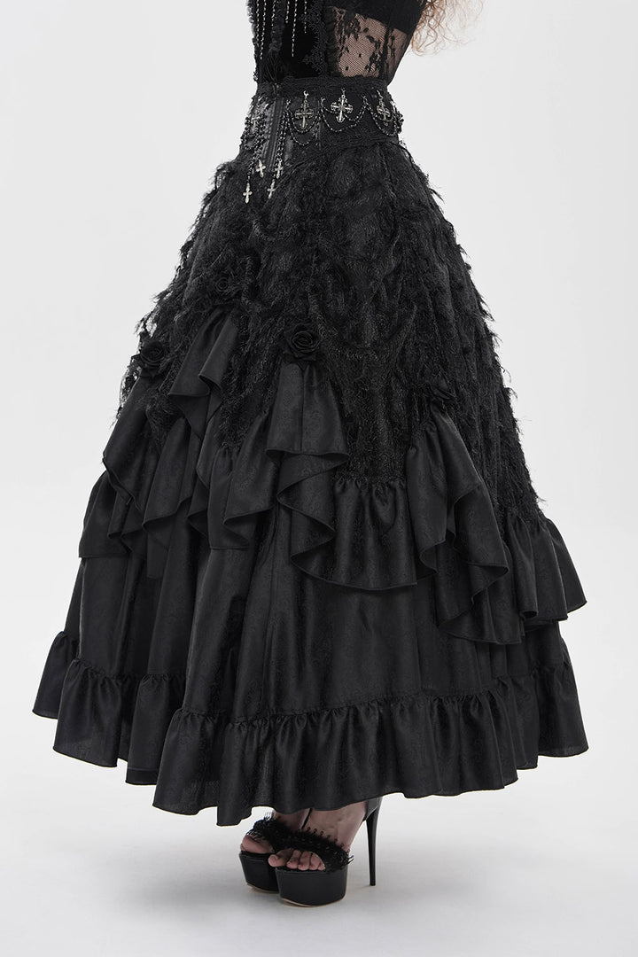 womens long textured gothic skirt