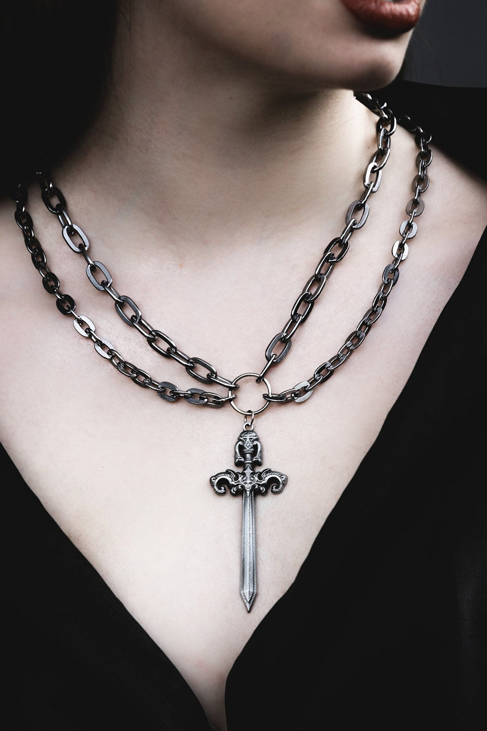 gothic knife necklace