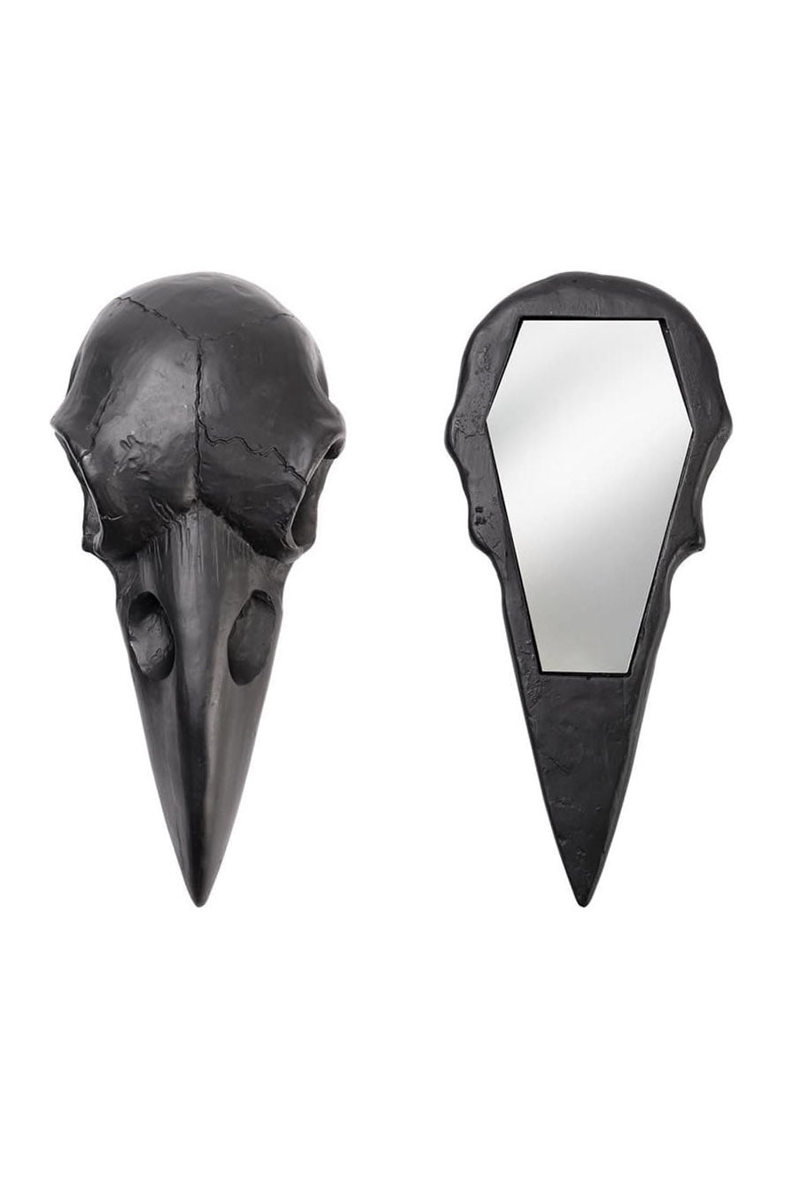 raven shaped hand mirror
