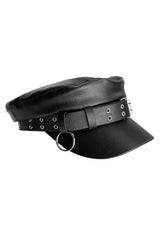 black vegan leather artist goth boho hat 