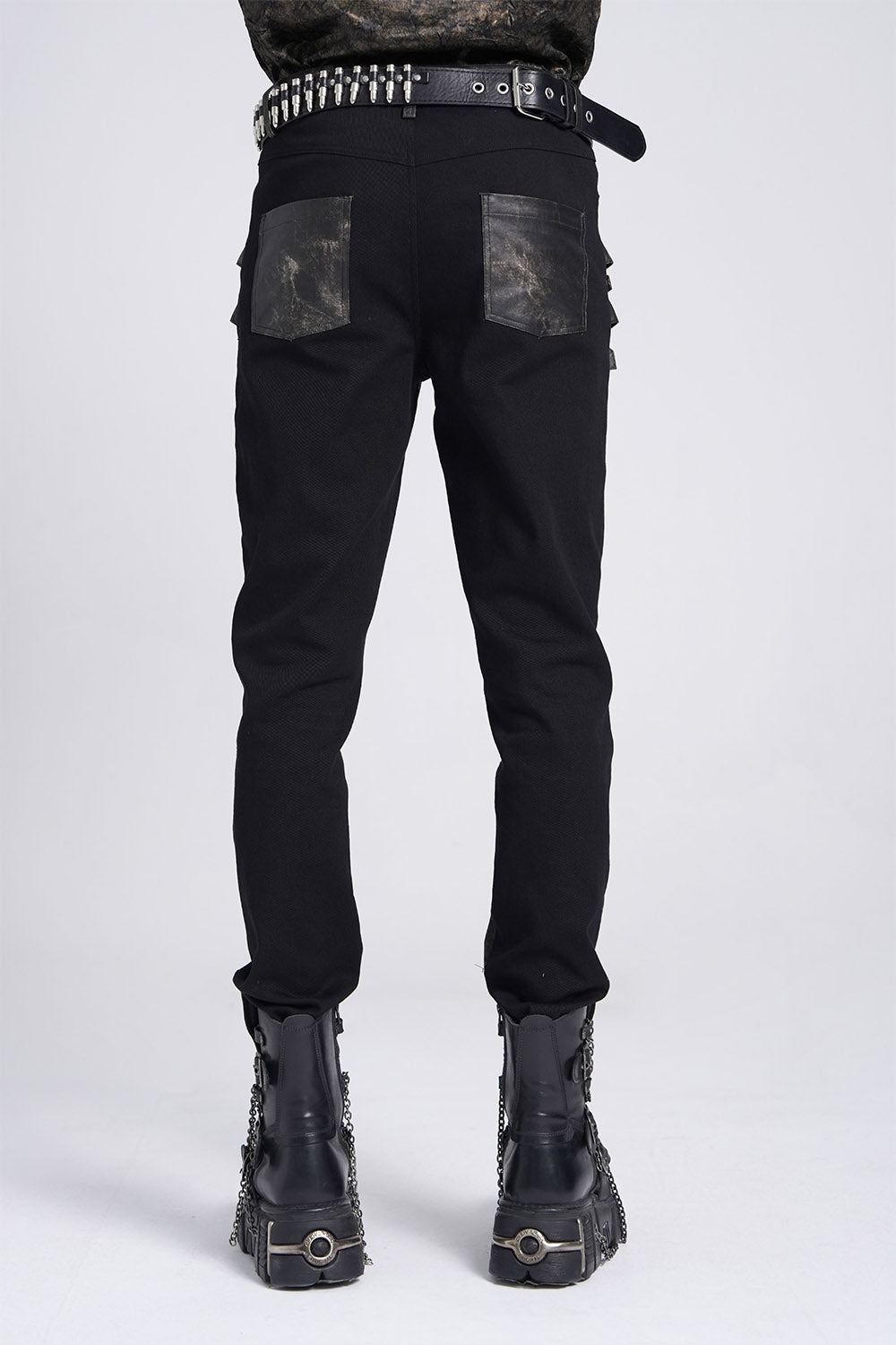 mens distressed vegan leather grunge goth jeans 