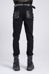 mens distressed vegan leather grunge goth jeans 
