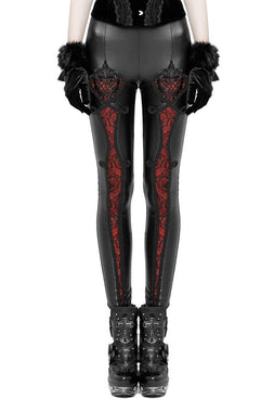 Antoinette Leather Leggings [BLACK/RED]