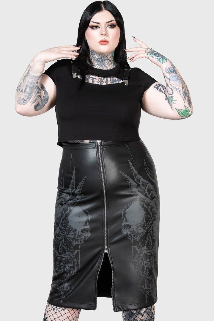 sexy vegan leather womens midi skirt