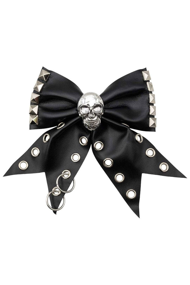 black vegan leather emo hair bow