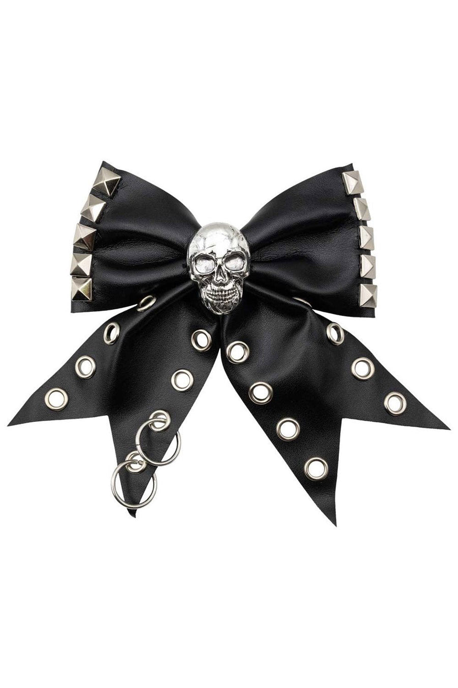 black vegan leather emo hair bow
