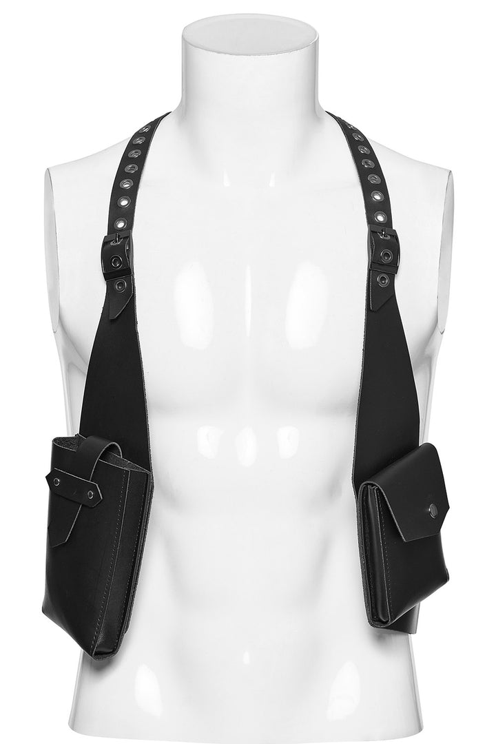 mens black bag harness