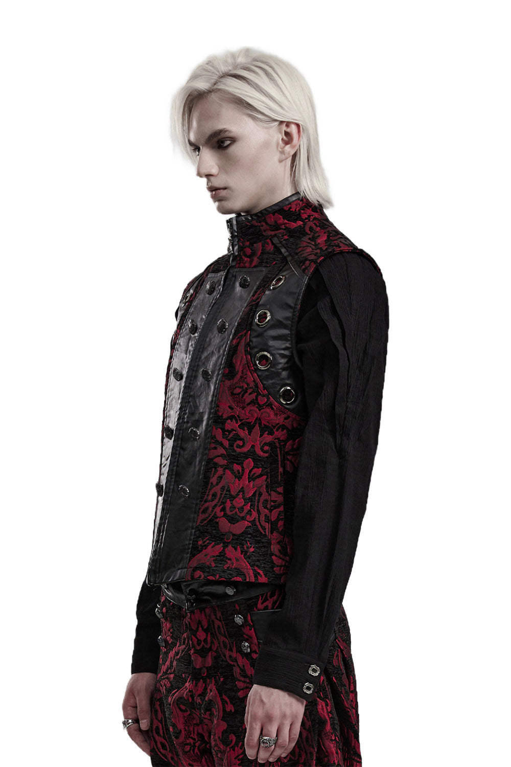 mens black and red vampire goth waistcoat