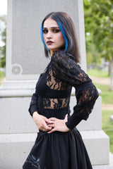 Womens romantic lace top with billowed Victorian sleeves