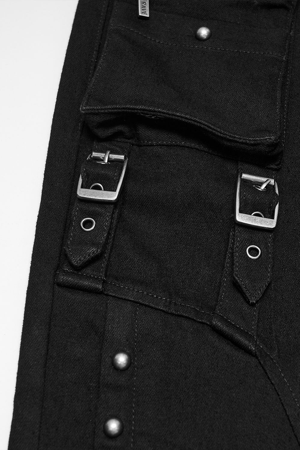 high waisted goth grunge punk pants with Intricate strap and stud detailing for added edge