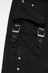 high waisted goth grunge punk pants with Intricate strap and stud detailing for added edge