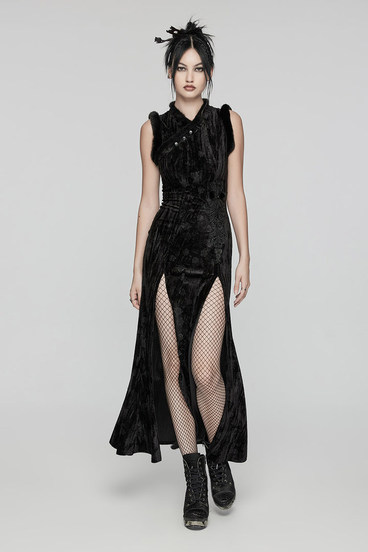 goth faux fur gown