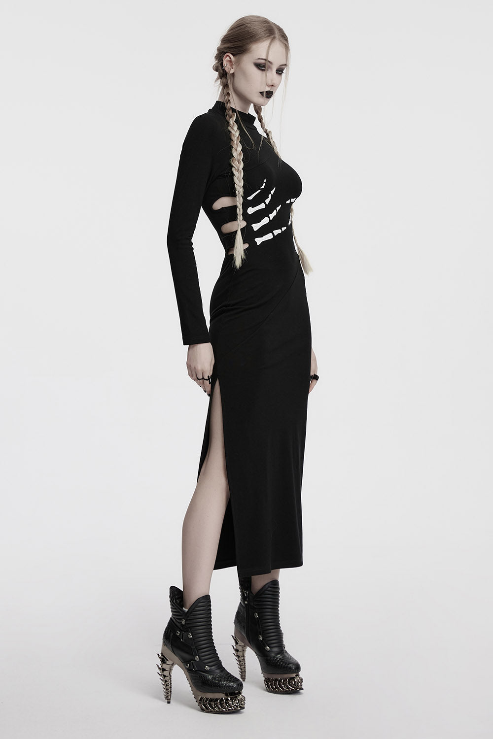 skeleton hand punk bodycon dress