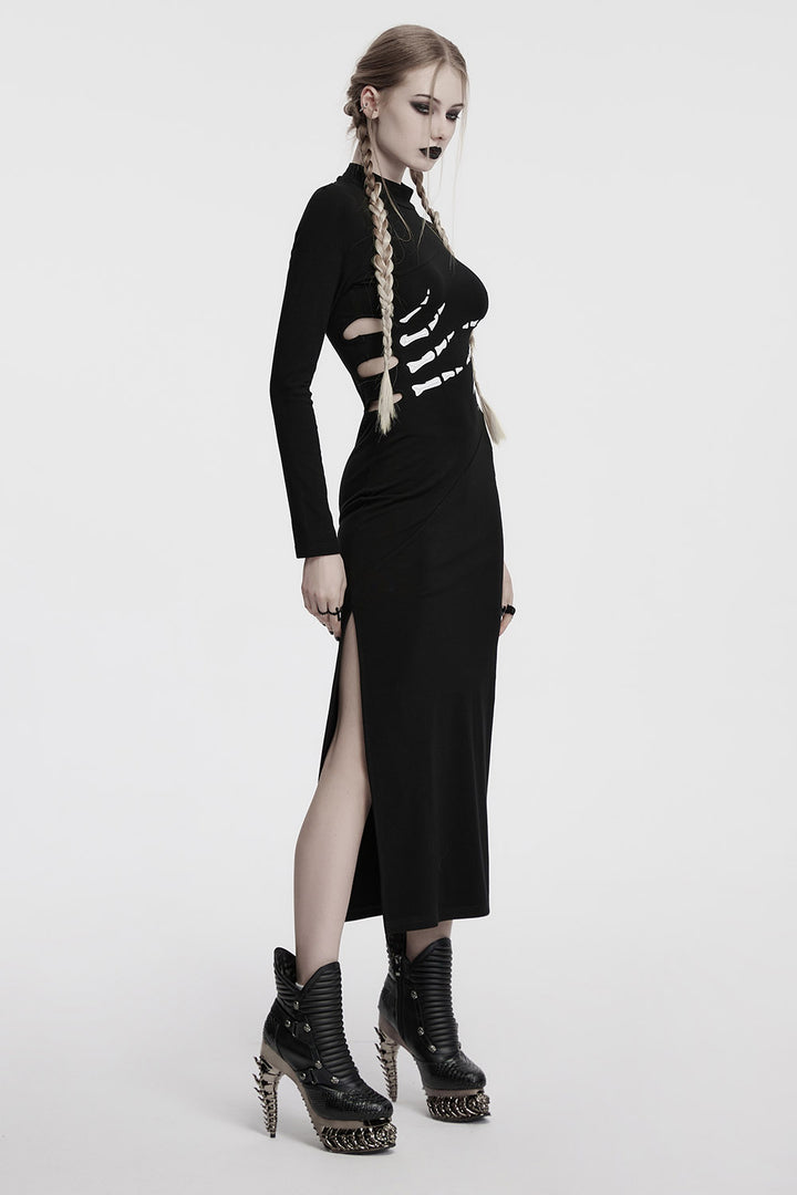 skeleton hand punk bodycon dress