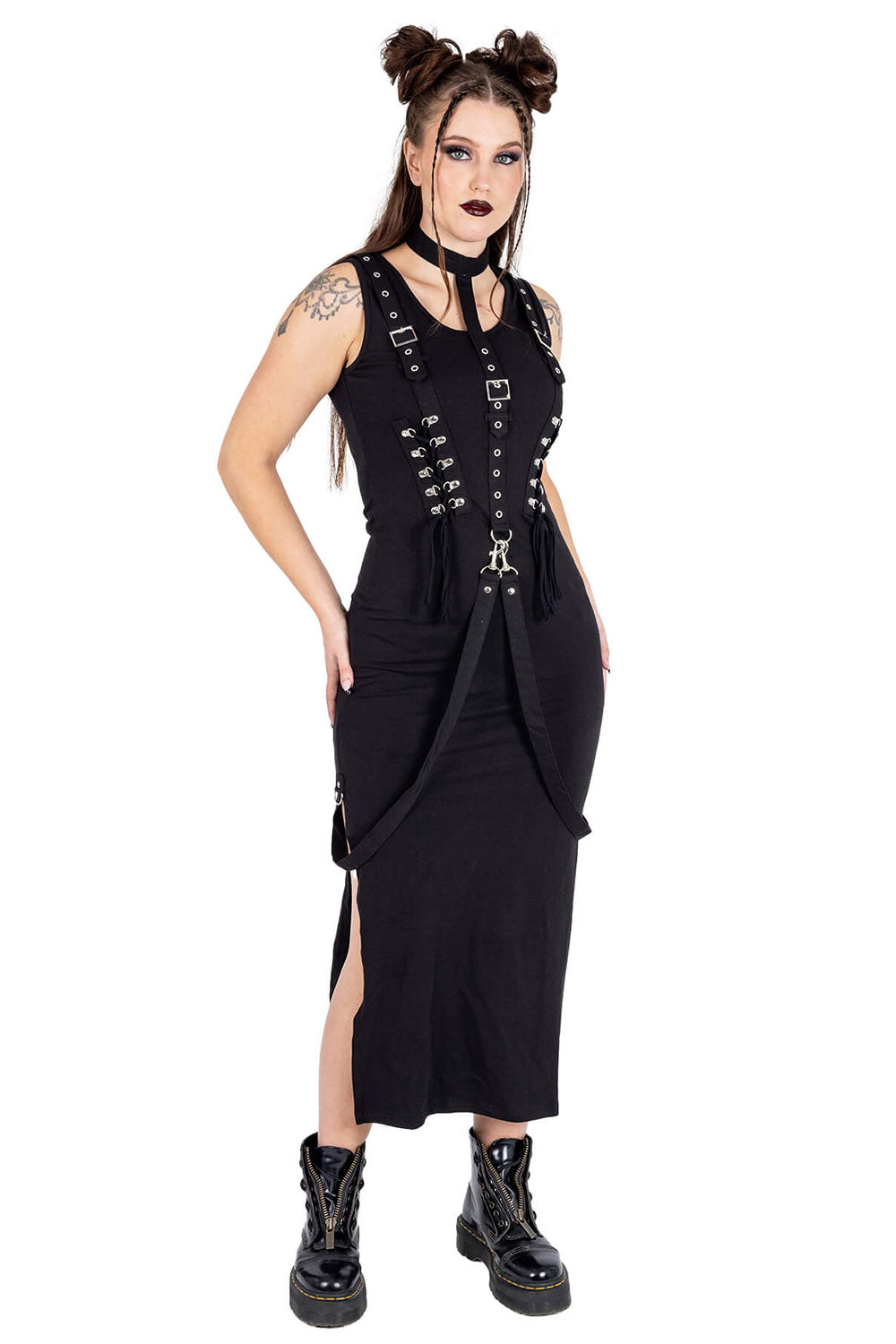 womens black maxi goth dress