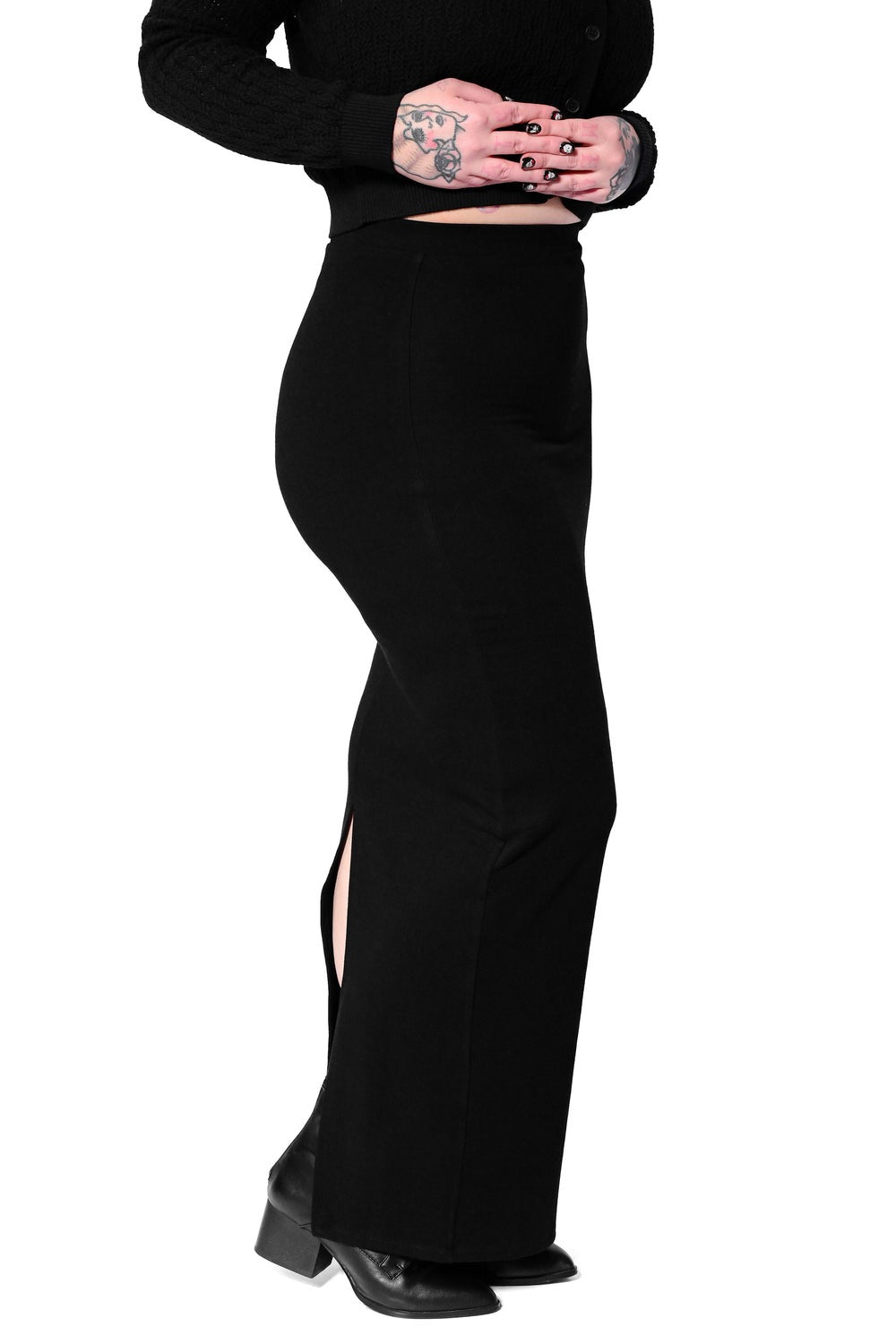 womens gothic modal high-waisted maxi skirt