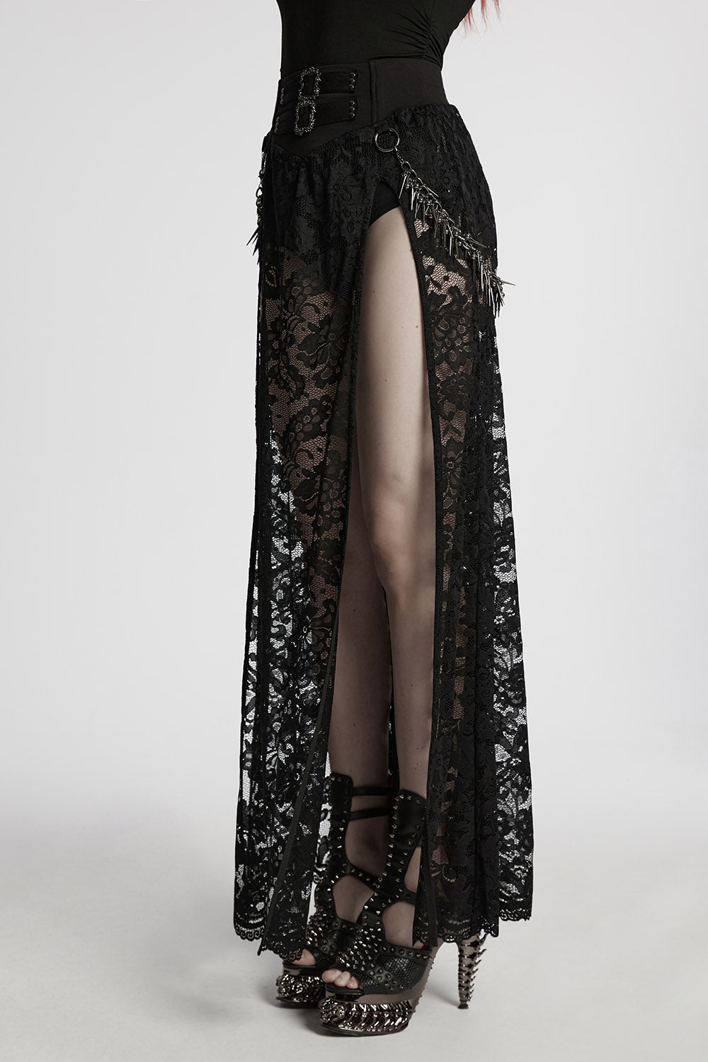 gothic lace leg slit skirt