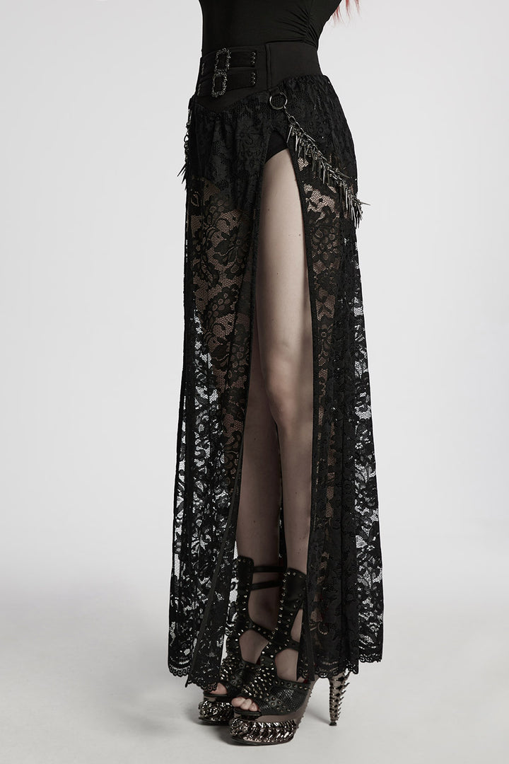 gothic lace leg slit skirt