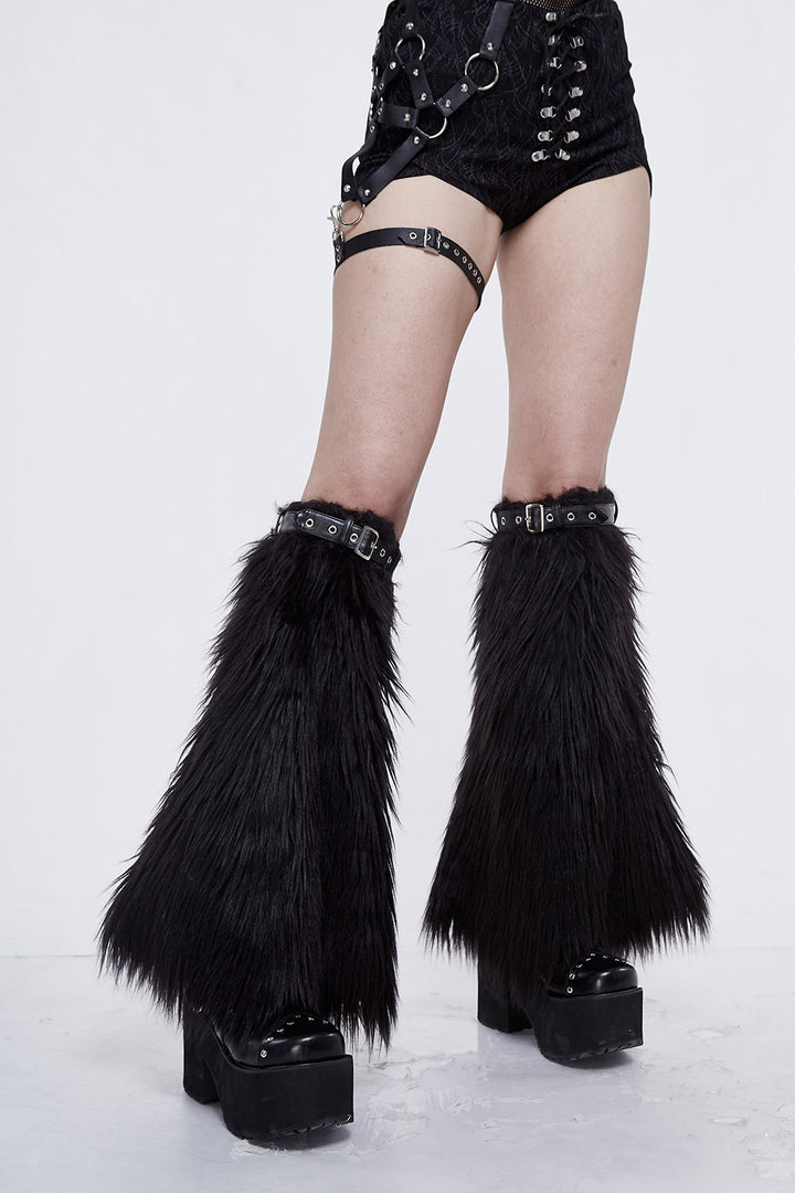 faux fur leg warmers