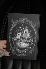gothic cute creepy hardcover ghost and black cat diary  notebook