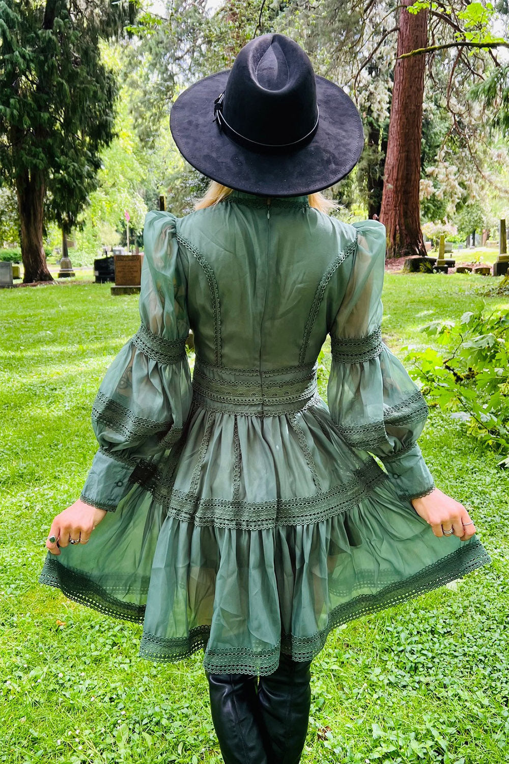 victorian inspired green gothic dress