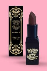 Medusa’s Makeup Muddy Waters purplish brown satin lipstick for gothic makeup dark grunge beauty and alternative fashion