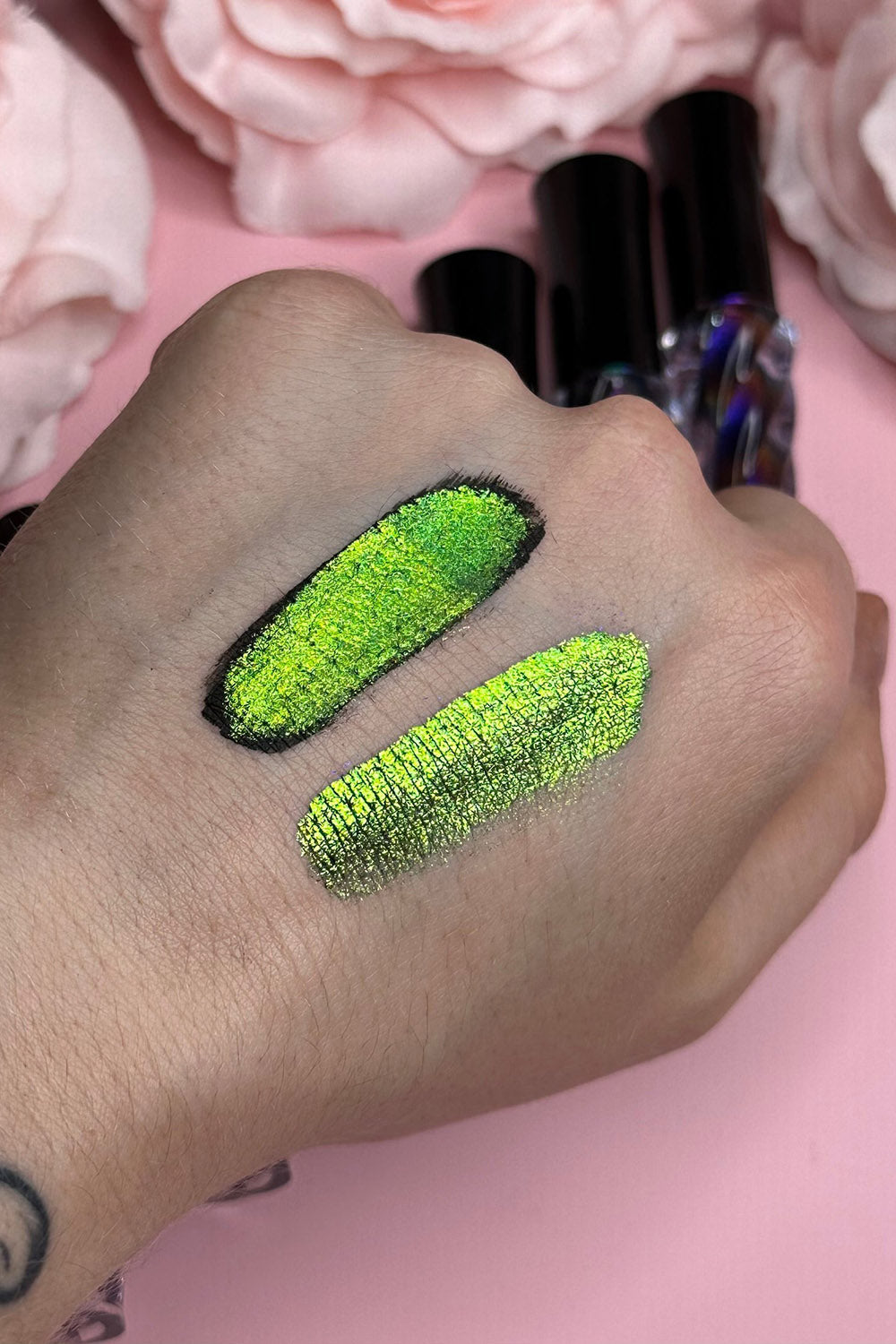 liquid green iridescent lipstick