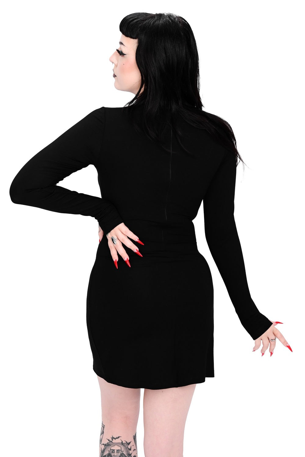 long sleeve black dress with thumbholes 