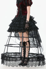 ruffled hem caged hoop skirt