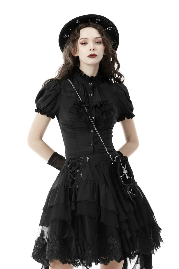 lace collar ruffled gothic top