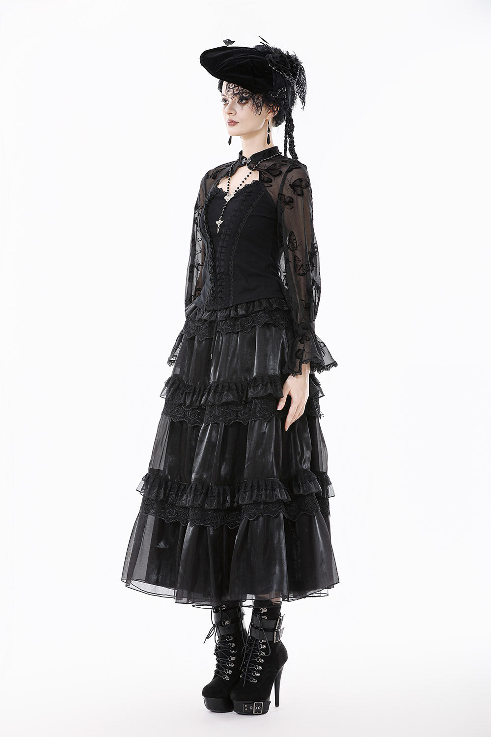 victorian ruffled long skirt