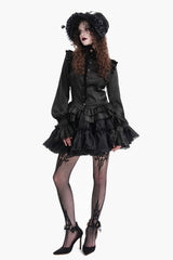 womens romantic goth short mini black high-waisted cupcake skirt