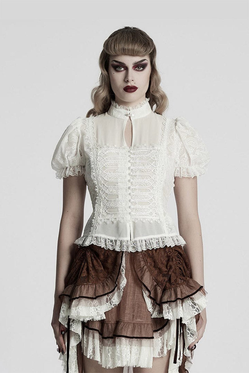 cream gothic puff sleeve blouse