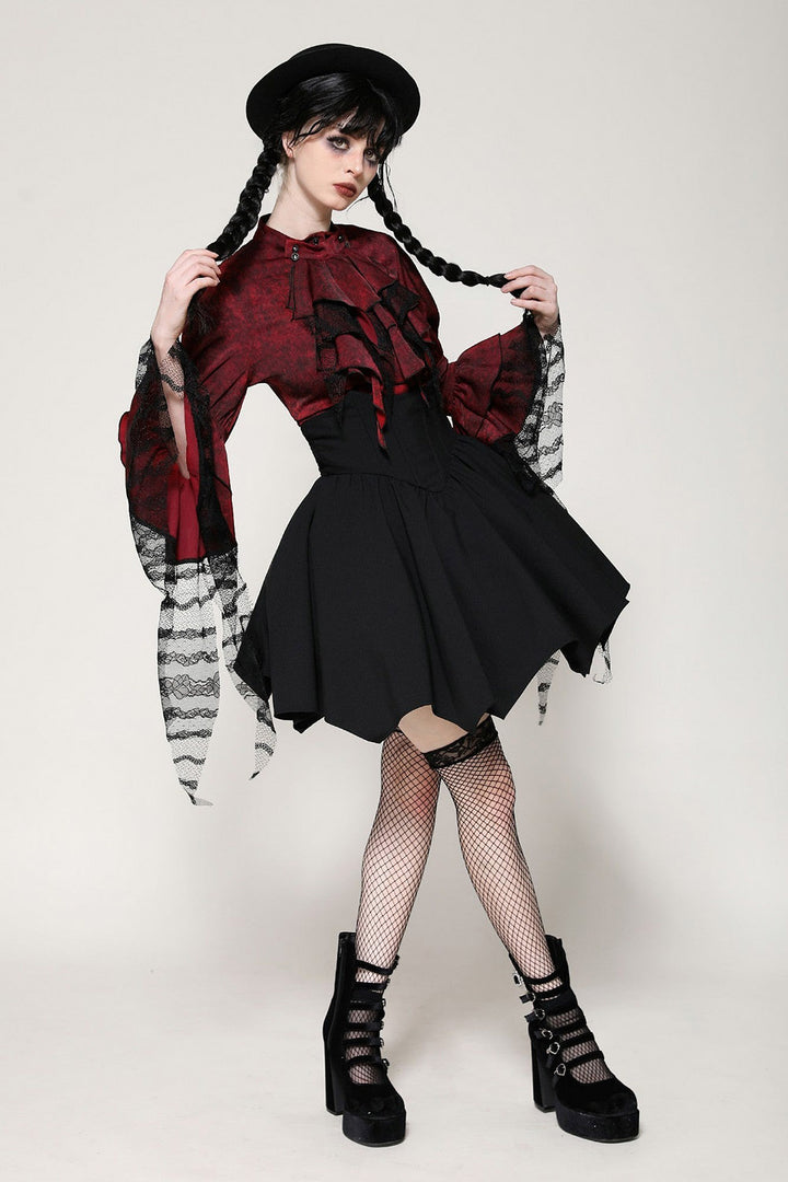 ruffled red gothic valentine's day top 