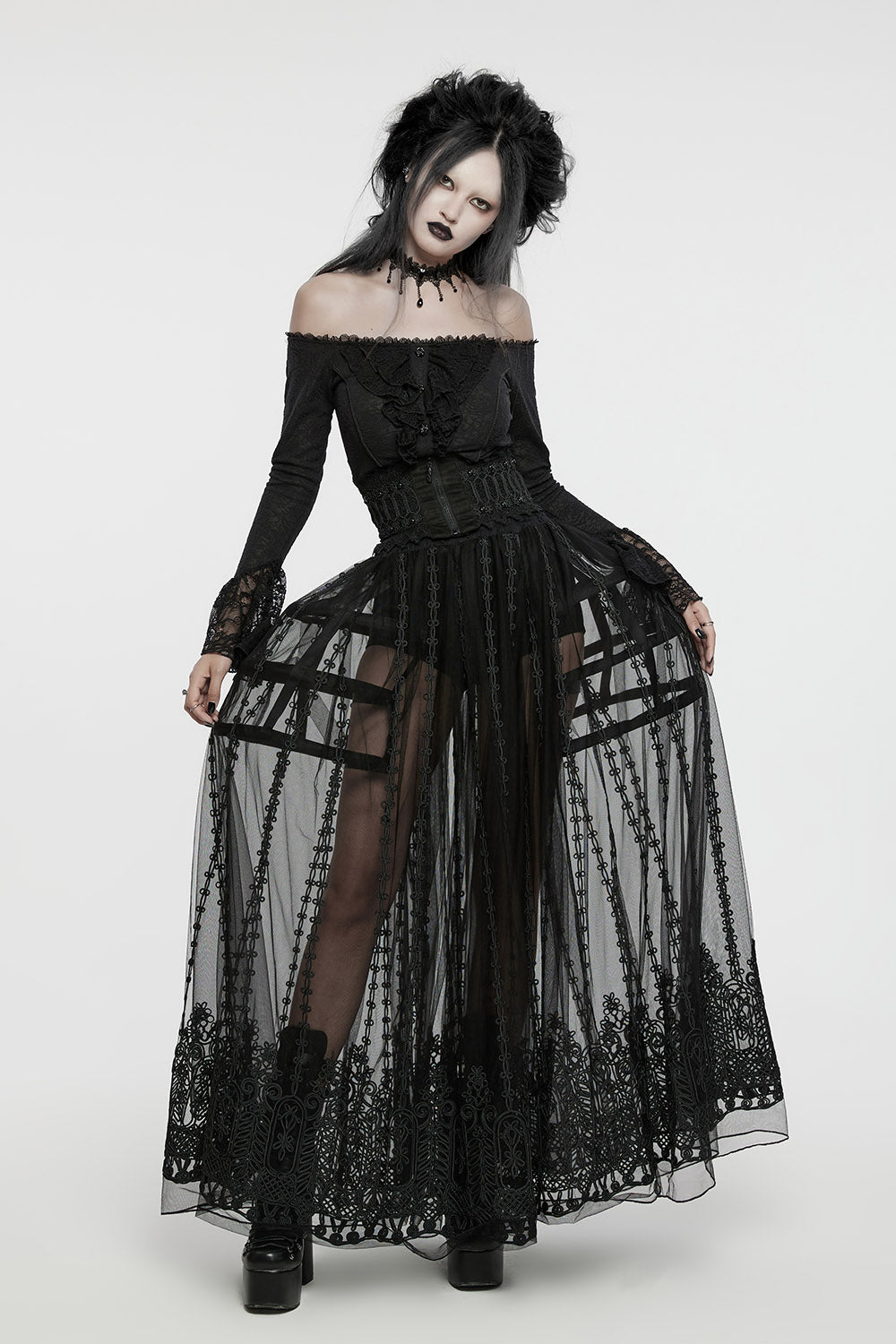 maxi goth skirt by devil fashion