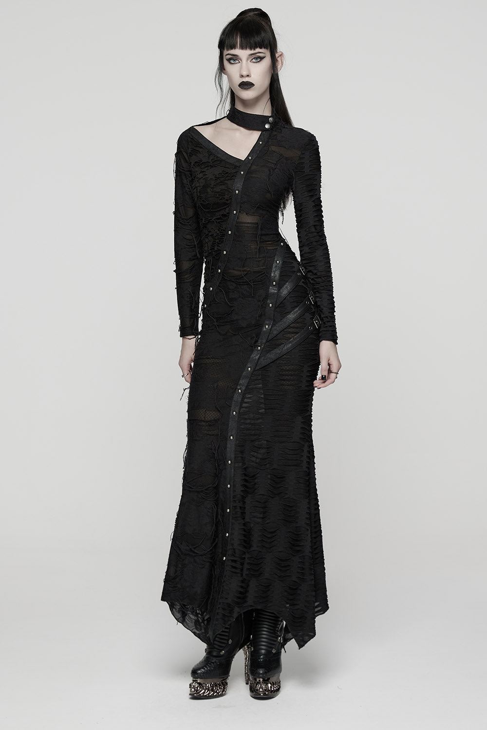 attached collar gothic dress