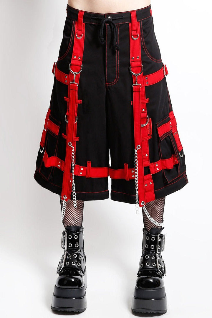 cyerbgoth red and black cargo shorts 