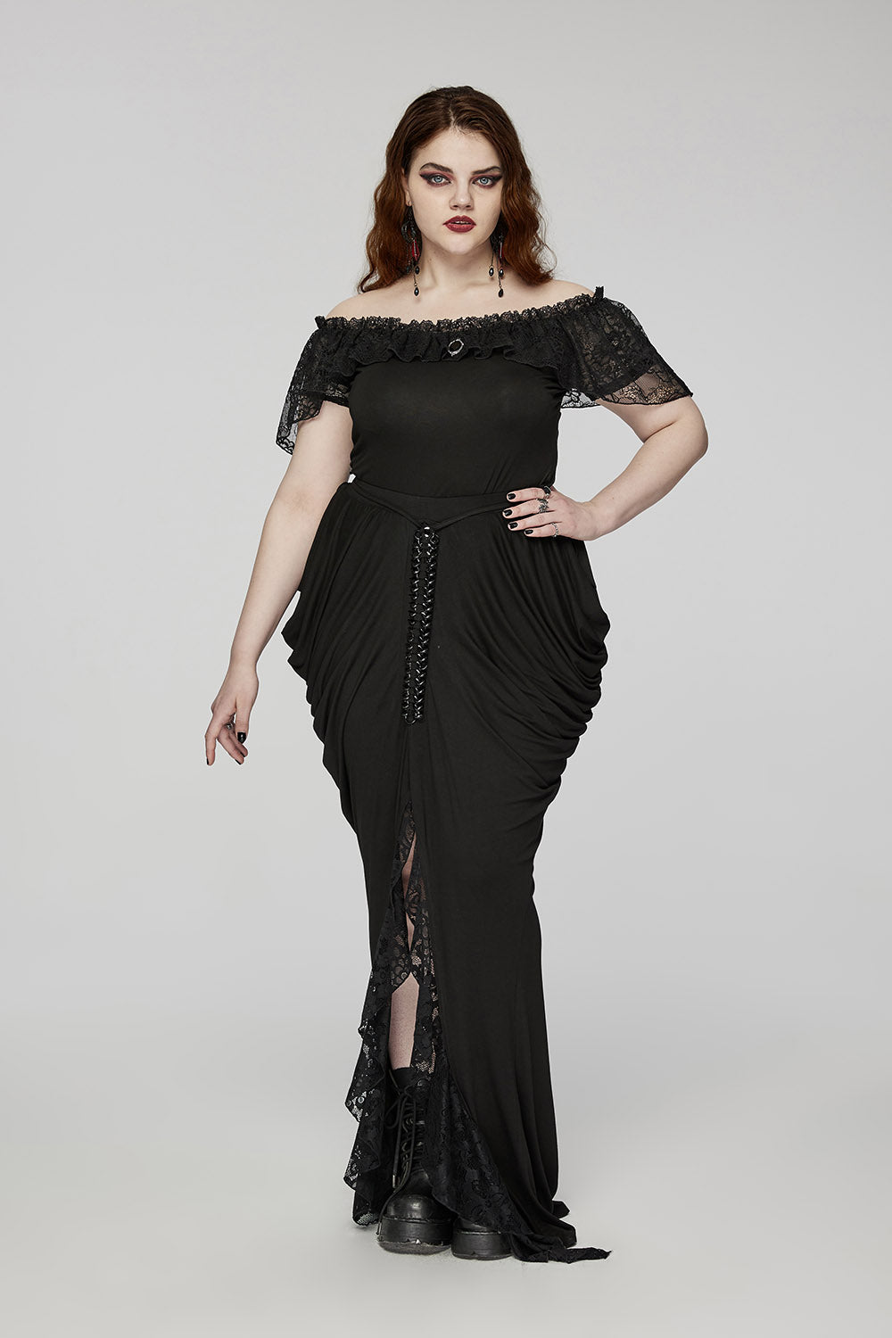 long black gothic plus size maxi skirt