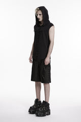 distressed fishnet mens gothic shorts