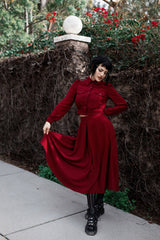womens romantic goth dark red skirt