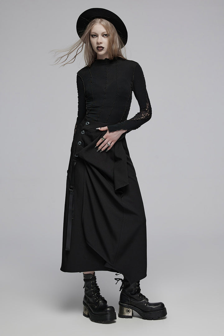goth long black maxi skirt
