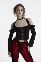 cold shoulder goth long sleeve top 