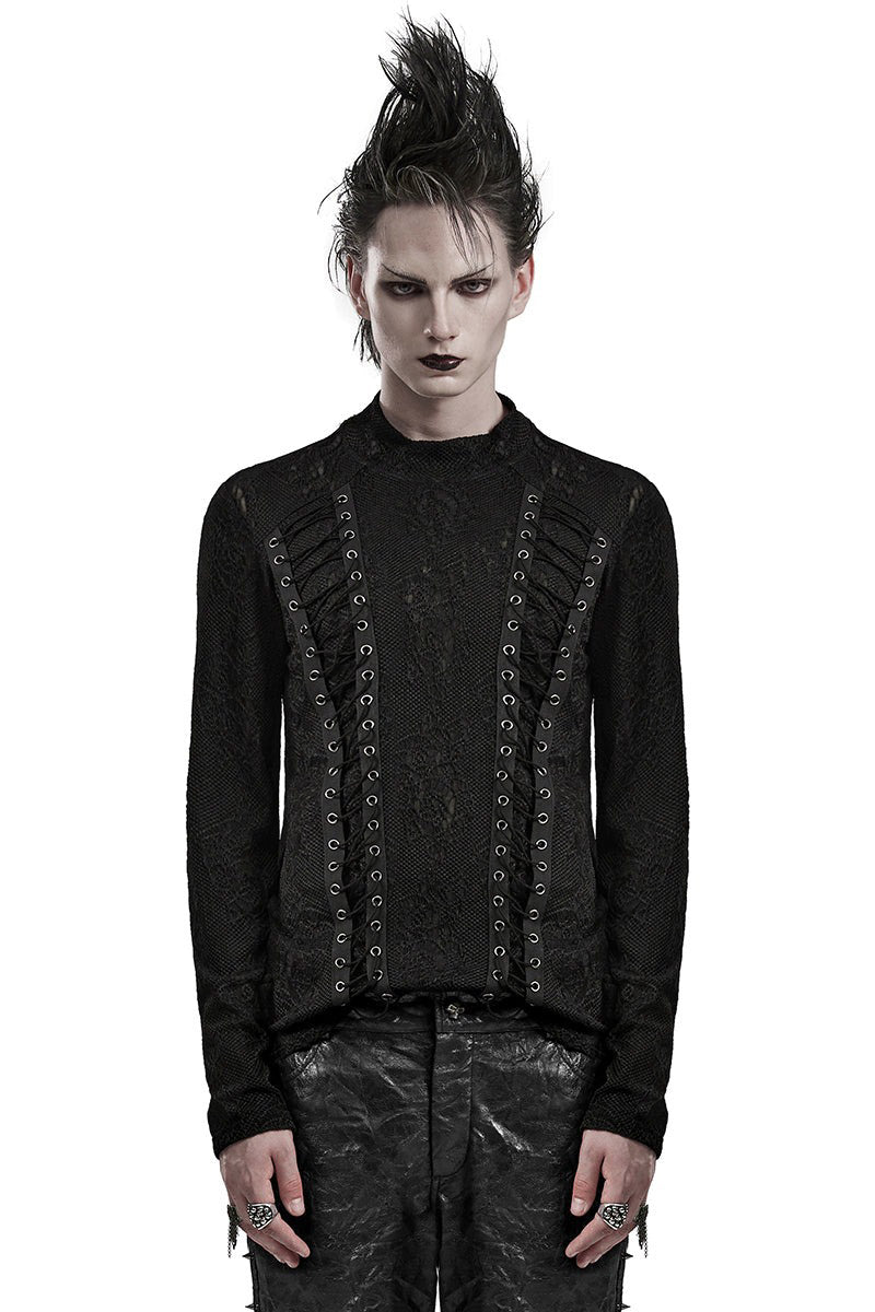 mens high collar gothic long sleeve top