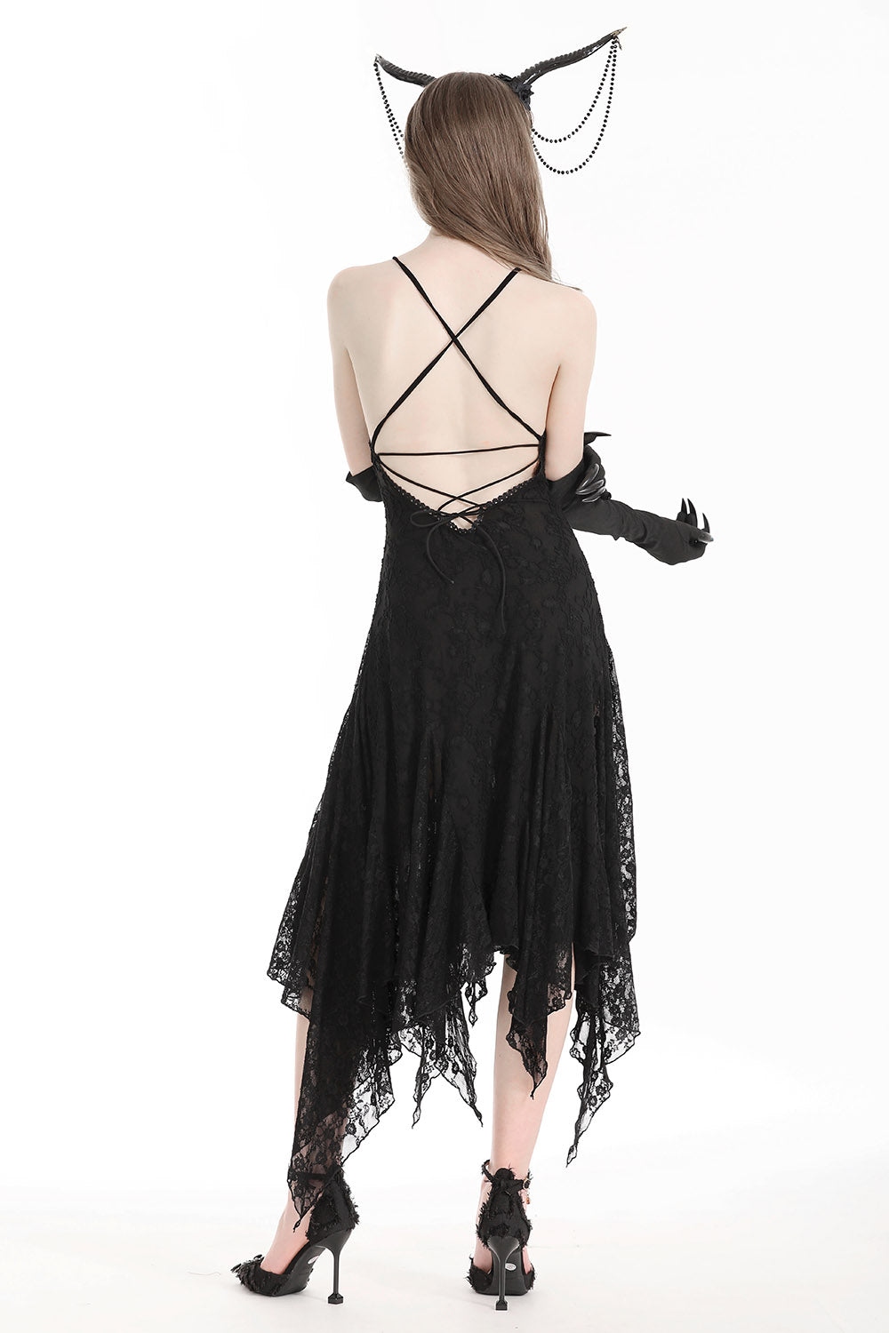 womens black backless gothic gown 