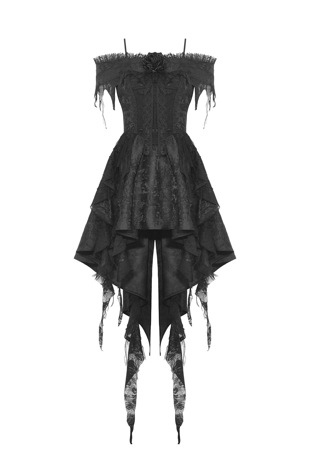 Mischief Maker Tattered Off Shoulder Dress