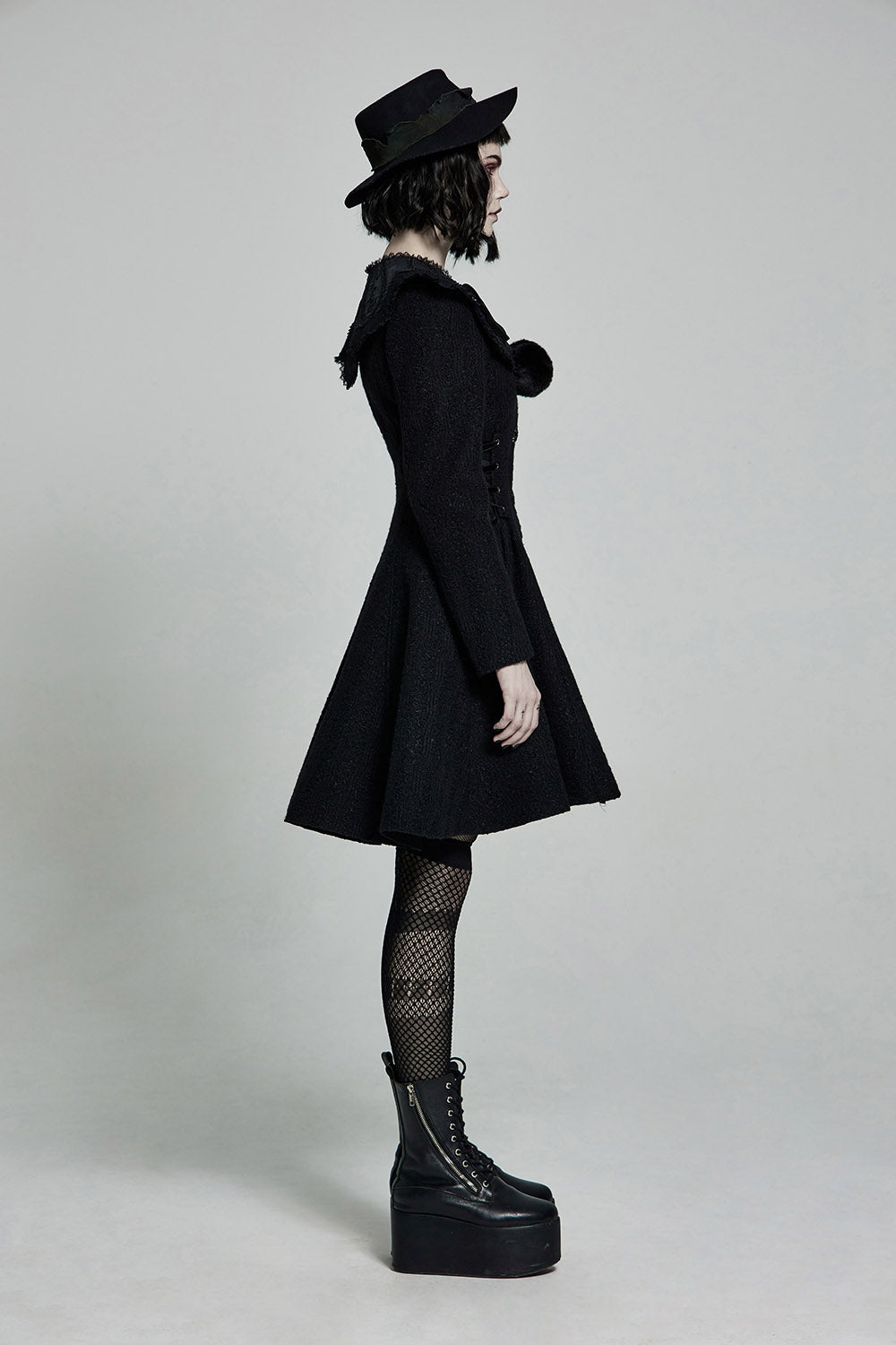 womens gothic black wool coat