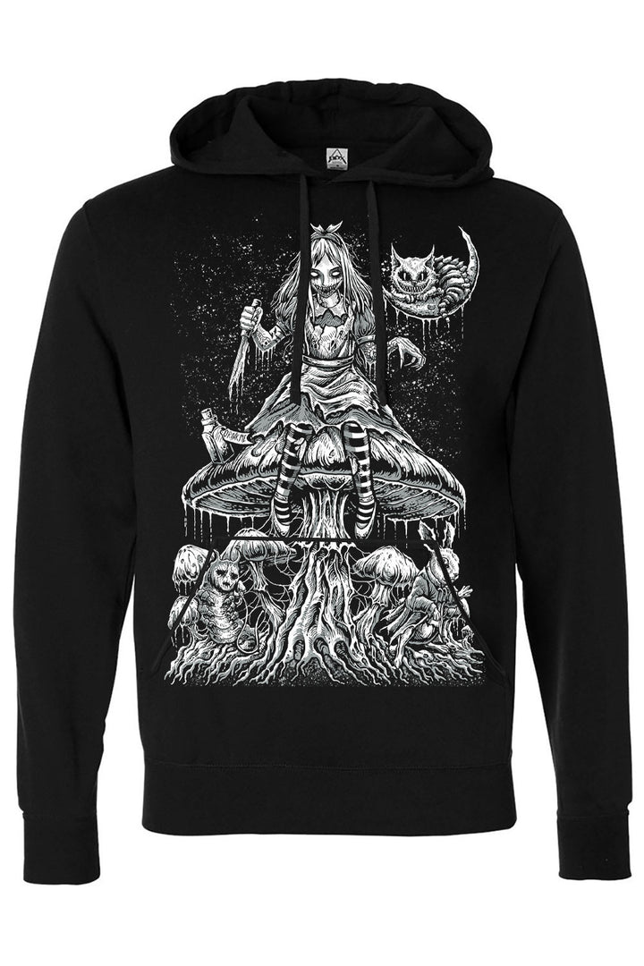 emo alice in wonderland, cheshire cat, and white rabbit hoodie 